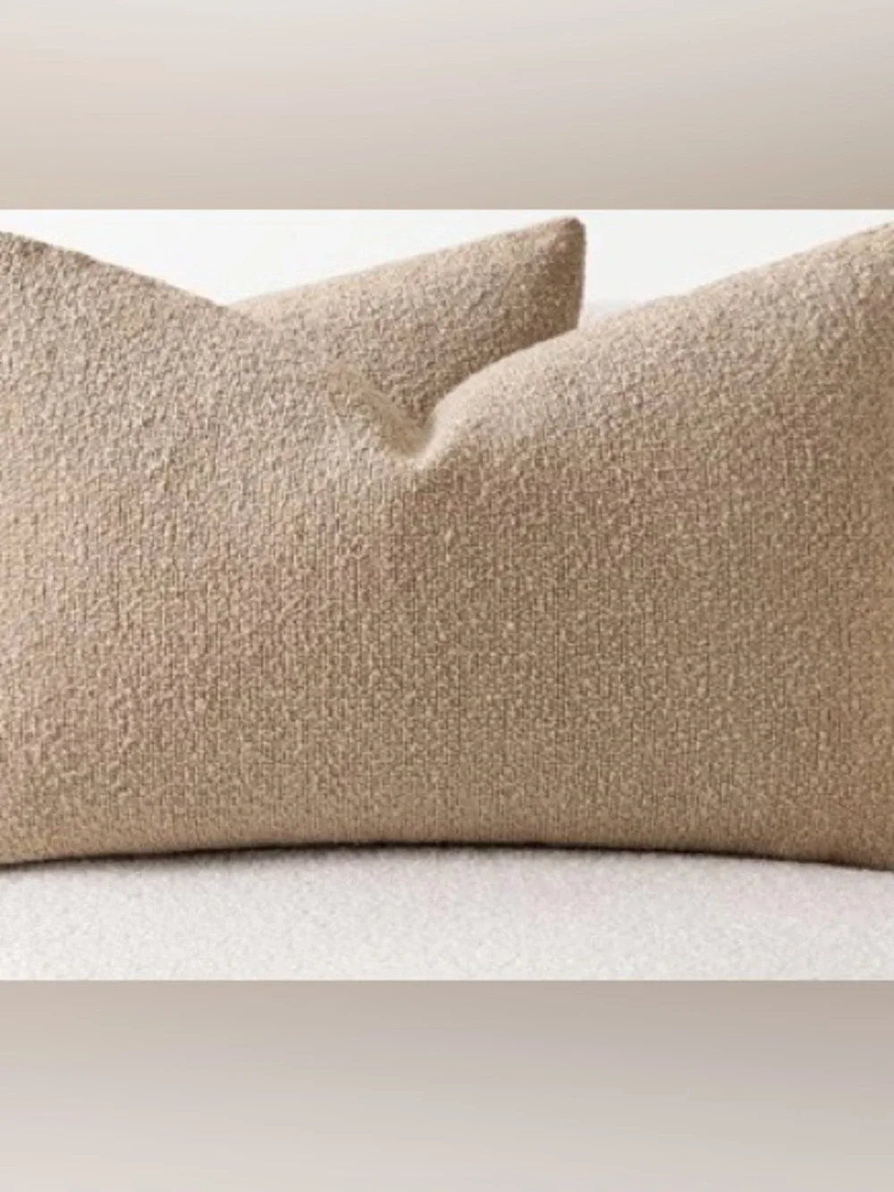 Boucle Lumbar Throw Pillow Covers Rectangular 12x20” (2-Pack) CAMEL